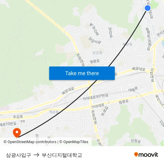 삼광사입구 to 부산디지털대학교 map