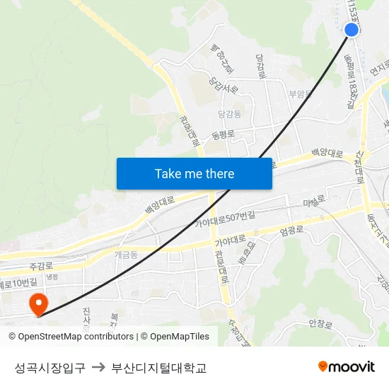 성곡시장입구 to 부산디지털대학교 map