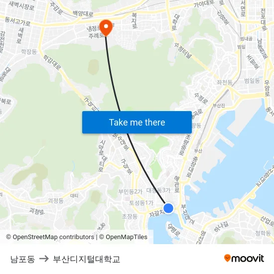 남포동 to 부산디지털대학교 map