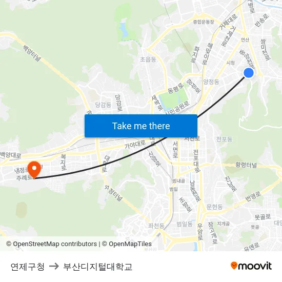 연제구청 to 부산디지털대학교 map