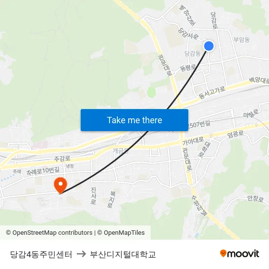 당감4동주민센터 to 부산디지털대학교 map