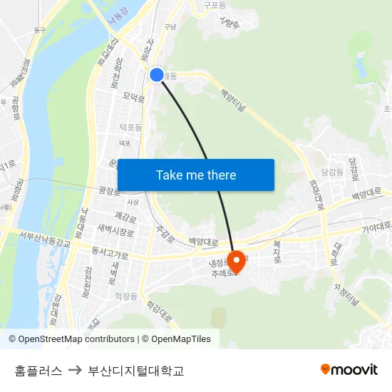 홈플러스 to 부산디지털대학교 map