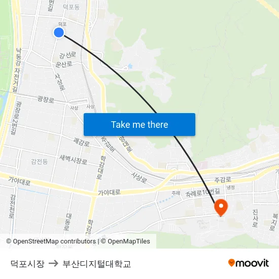 덕포시장 to 부산디지털대학교 map