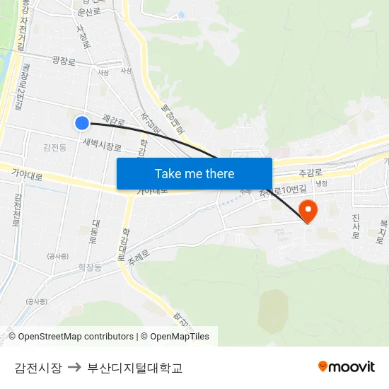 감전시장 to 부산디지털대학교 map