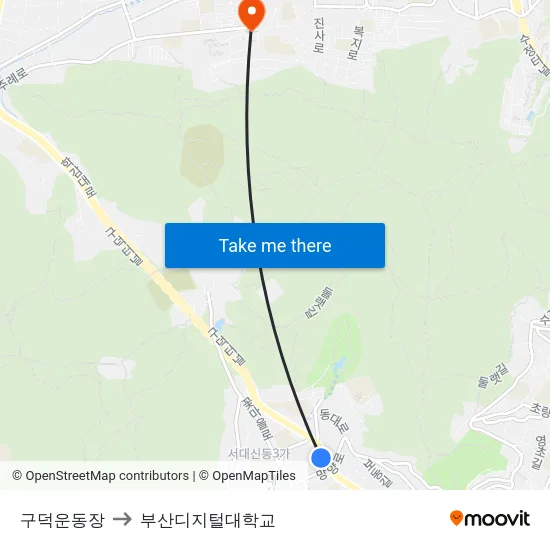 구덕운동장 to 부산디지털대학교 map