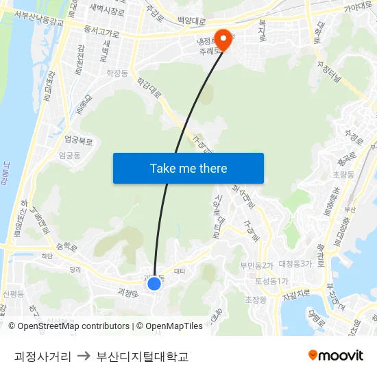 괴정사거리 to 부산디지털대학교 map