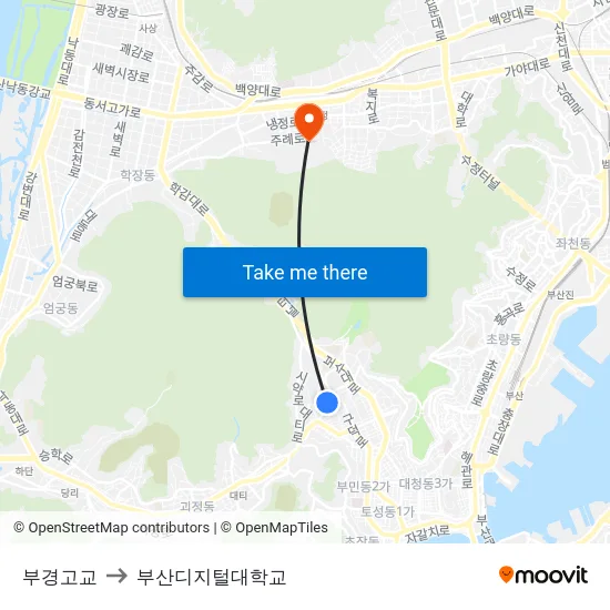 부경고교 to 부산디지털대학교 map
