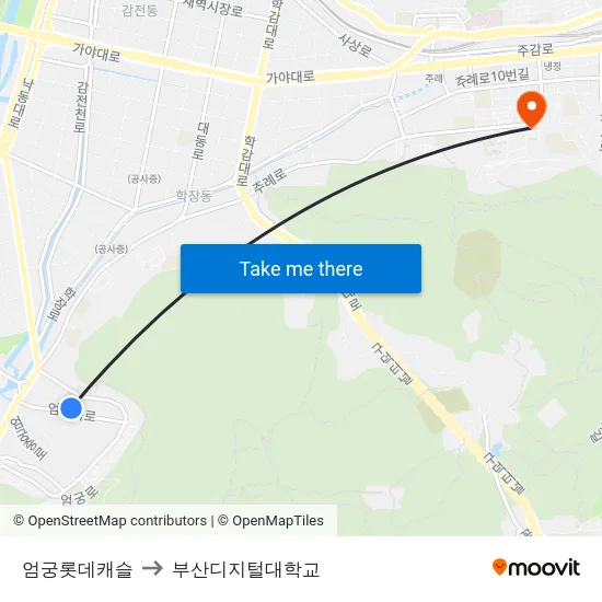 엄궁롯데캐슬 to 부산디지털대학교 map