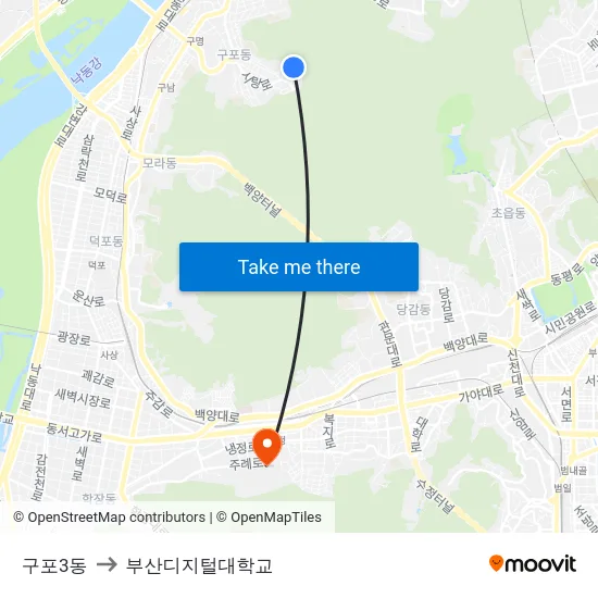 구포3동 to 부산디지털대학교 map