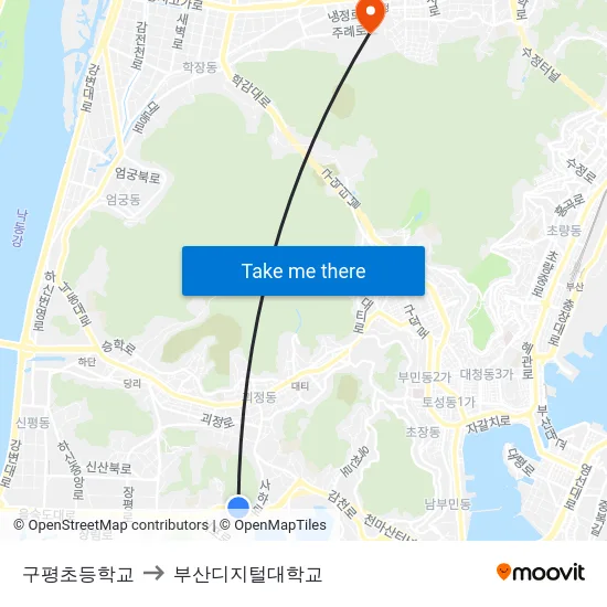 구평초등학교 to 부산디지털대학교 map