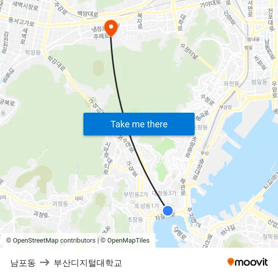 남포동 to 부산디지털대학교 map