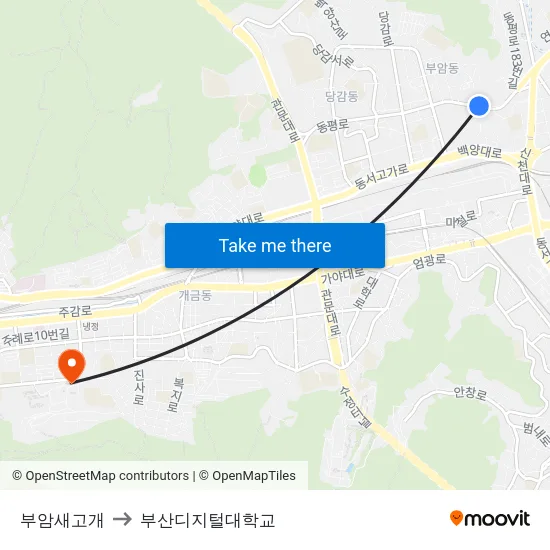 부암새고개 to 부산디지털대학교 map