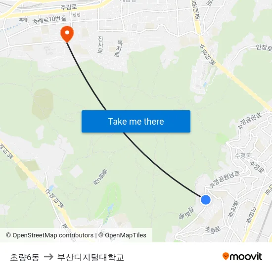 초량6동 to 부산디지털대학교 map