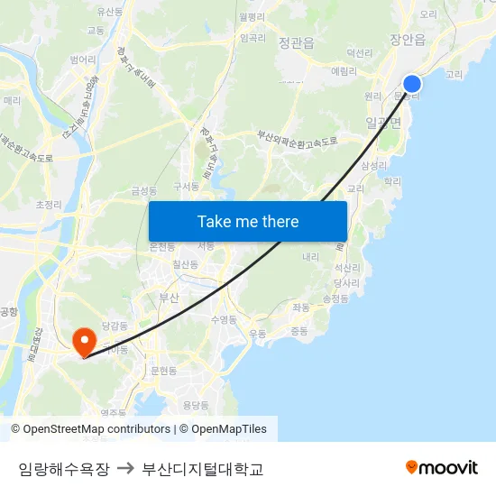 임랑해수욕장 to 부산디지털대학교 map