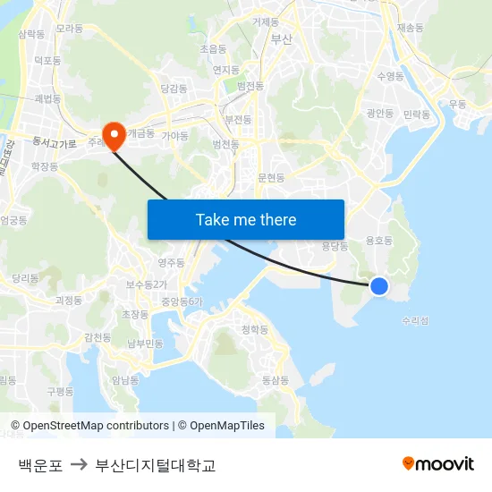백운포 to 부산디지털대학교 map