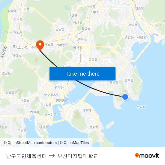 남구국민체육센터 to 부산디지털대학교 map