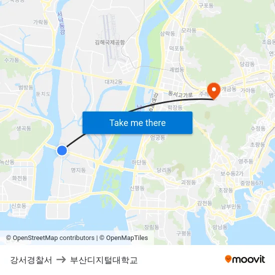 강서경찰서 to 부산디지털대학교 map