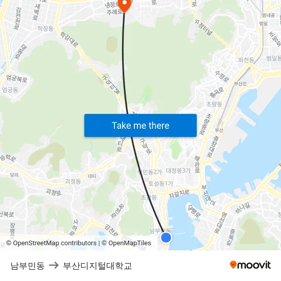 남부민동 to 부산디지털대학교 map