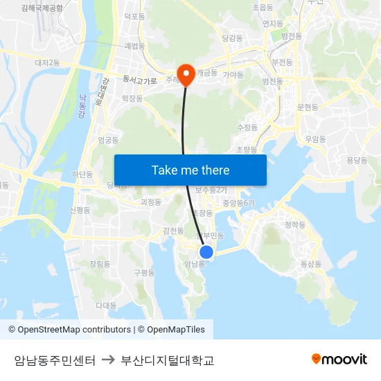 암남동주민센터 to 부산디지털대학교 map