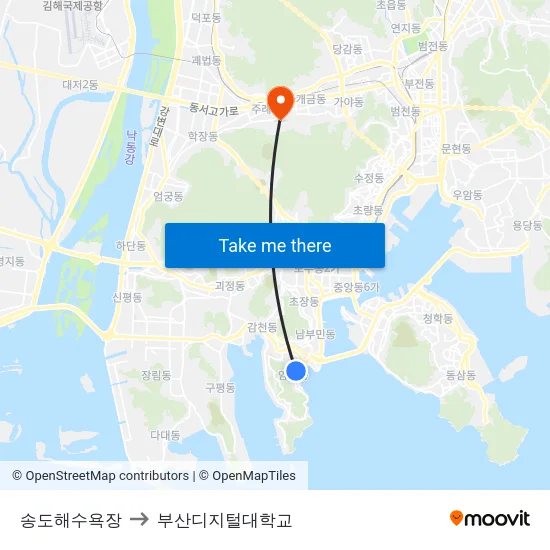 송도해수욕장 to 부산디지털대학교 map