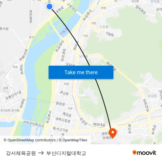 강서체육공원 to 부산디지털대학교 map
