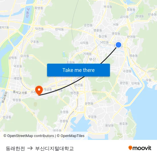 동래한전 to 부산디지털대학교 map