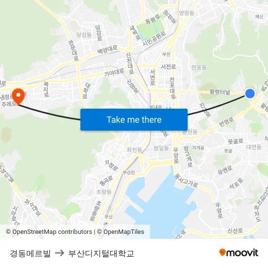 경동메르빌 to 부산디지털대학교 map