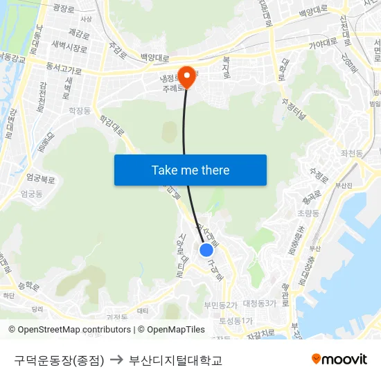 구덕운동장(종점) to 부산디지털대학교 map