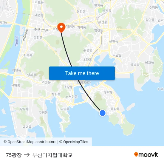 75광장 to 부산디지털대학교 map