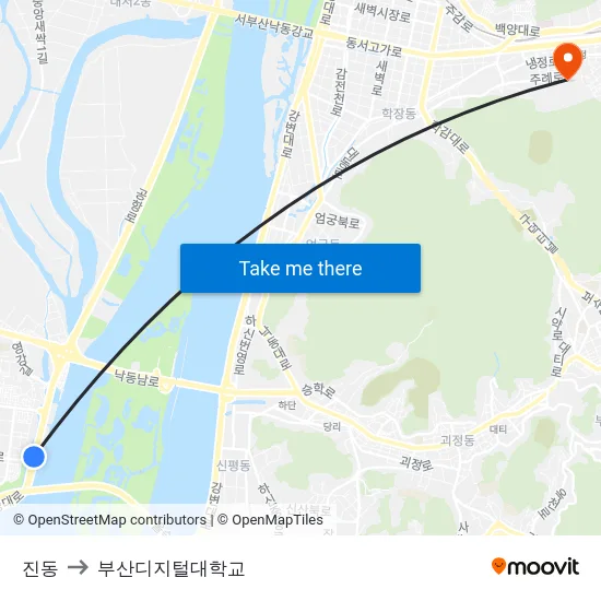 진동 to 부산디지털대학교 map