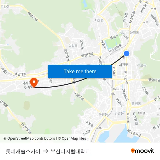 롯데캐슬스카이 to 부산디지털대학교 map