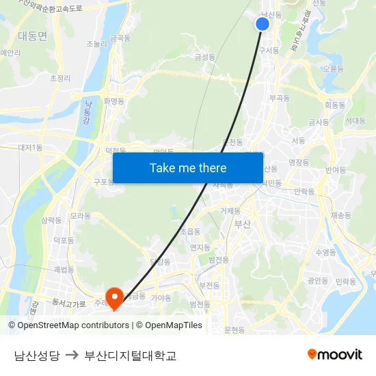 남산성당 to 부산디지털대학교 map
