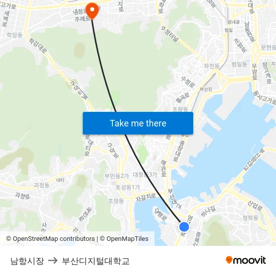 남항시장 to 부산디지털대학교 map