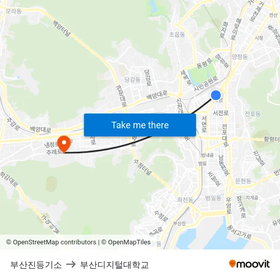 부산진등기소 to 부산디지털대학교 map