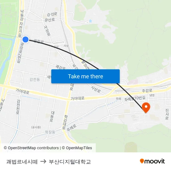 괘법르네시떼 to 부산디지털대학교 map