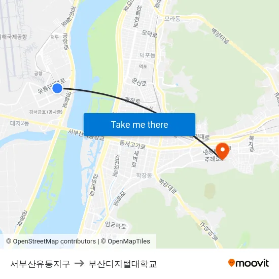 서부산유통지구 to 부산디지털대학교 map