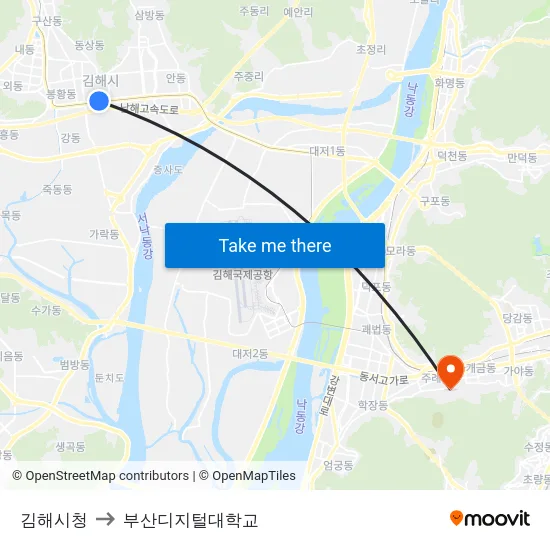 김해시청 to 부산디지털대학교 map
