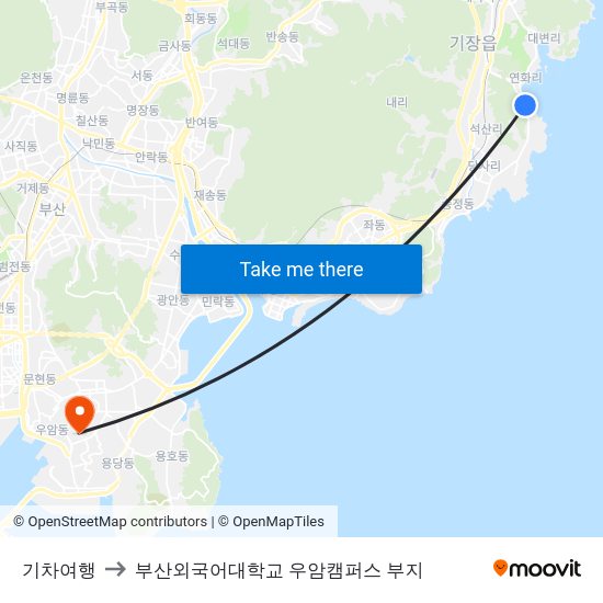 기차여행 to 부산외국어대학교 우암캠퍼스 부지 map