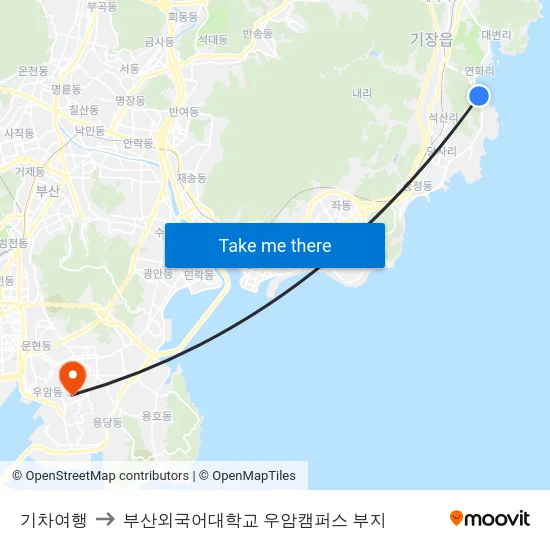 기차여행 to 부산외국어대학교 우암캠퍼스 부지 map