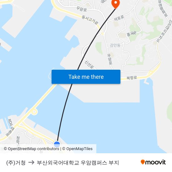 (주)거청 to 부산외국어대학교 우암캠퍼스 부지 map