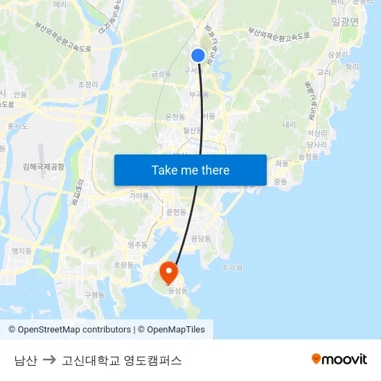 남산 to 고신대학교 영도캠퍼스 map