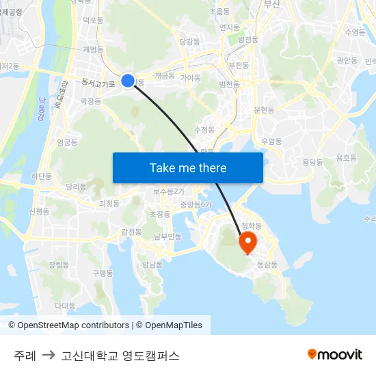 주례 to 고신대학교 영도캠퍼스 map
