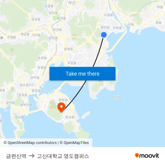 금련산역 to 고신대학교 영도캠퍼스 map