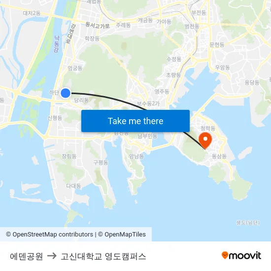 에덴공원 to 고신대학교 영도캠퍼스 map