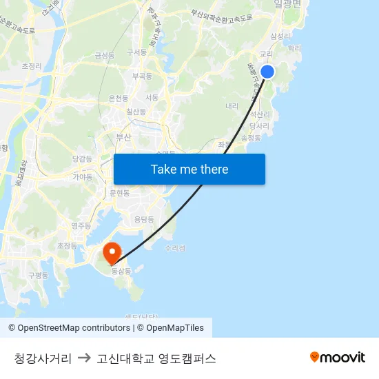 청강사거리 to 고신대학교 영도캠퍼스 map