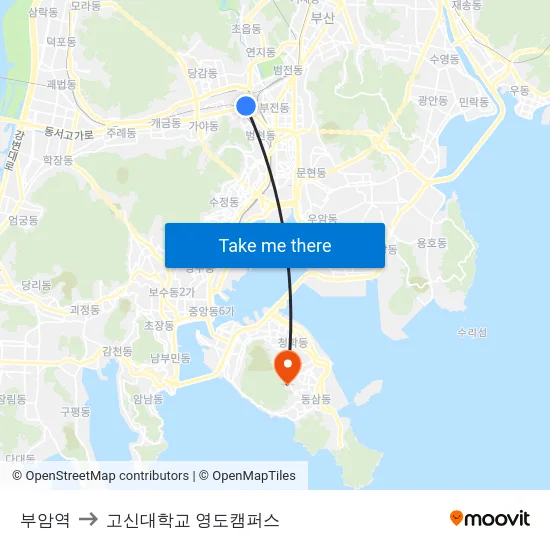 부암역 to 고신대학교 영도캠퍼스 map