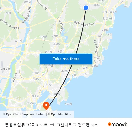 동원로얄듀크2차아파트 to 고신대학교 영도캠퍼스 map