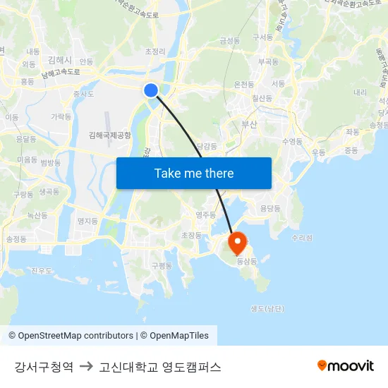 강서구청역 to 고신대학교 영도캠퍼스 map
