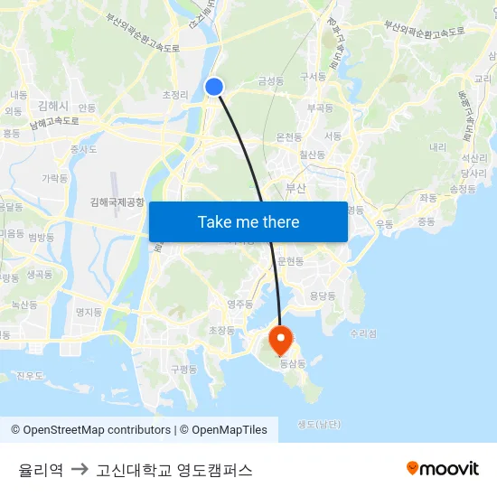 율리역 to 고신대학교 영도캠퍼스 map