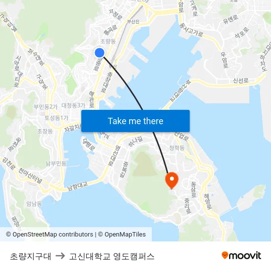 초량지구대 to 고신대학교 영도캠퍼스 map